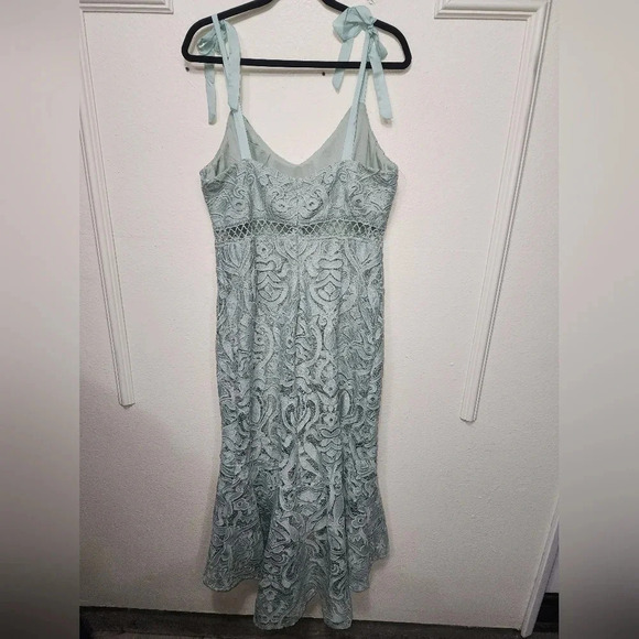 Lulus Won Your Heart Sage Green Lace Tie-Strap High-Low Midi Dress Party - Picture 12 of 12